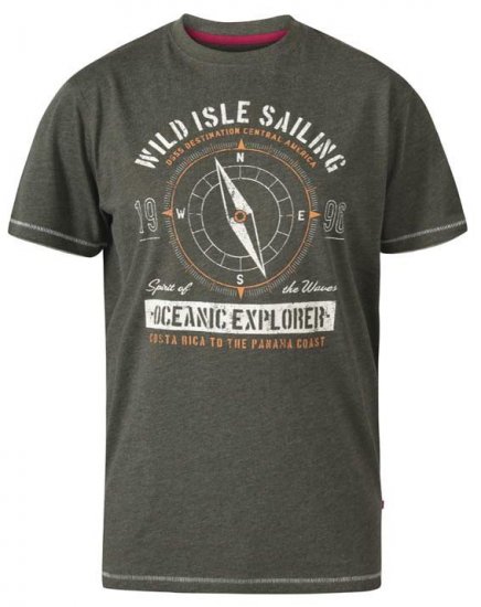 D555 Atticus Oceanic Explorer Crew Neck T-Shirt Khaki - Tričká - Nadrozmerné tričká - 2XL-14XL