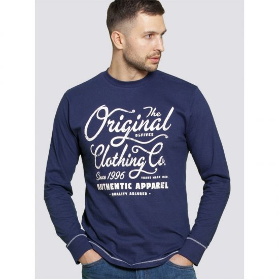 D555 Austin Long Sleeve T-shirt Navy - Tričká - Nadrozmerné tričká - 2XL-14XL
