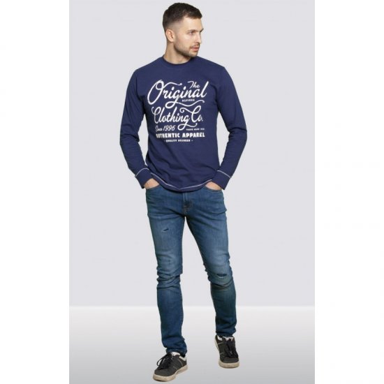 D555 Austin Long Sleeve T-shirt Navy - Tričká - Nadrozmerné tričká - 2XL-14XL