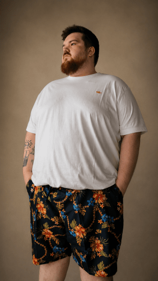 D555 Dawson AO Plavkové Šortky s Havajským Vzorom Tmavomodrá - Spodná bielizeň - Spodné Prádlo 2XL-8XL