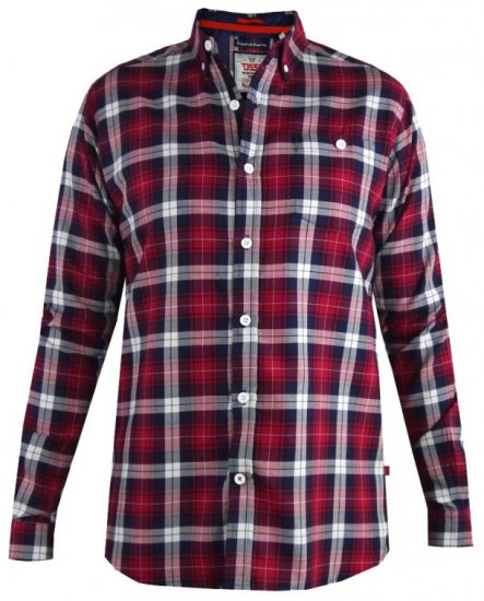 D555 Baltimore Checked Shirt Red - Košele - Košele 2XL-10XL