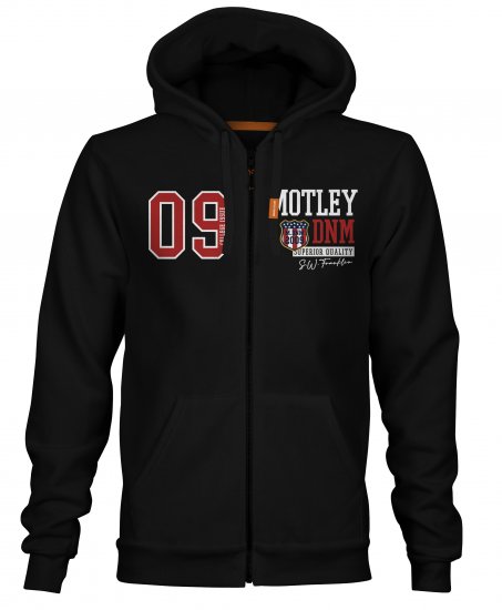 Motley Denim Berwick Hoodie Black - Mikiny & mikiny bez kapucne - Mikiny & Mikiny s Kapucňou 2XL-12XL