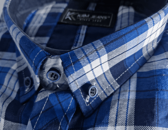 Kam Jeans 6369 Checked Short Sleeve Shirt Blue - Košele - Košele 2XL-10XL