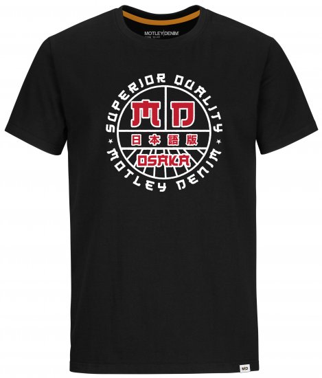 Motley Denim Bradford T-shirt Red on Black - Tričká - Nadrozmerné tričká - 2XL-14XL