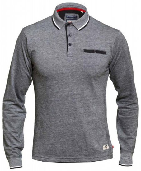 D555 Brockville Long Sleeve Polo Grey - Polokošele - Polokošele 2XL-8XL