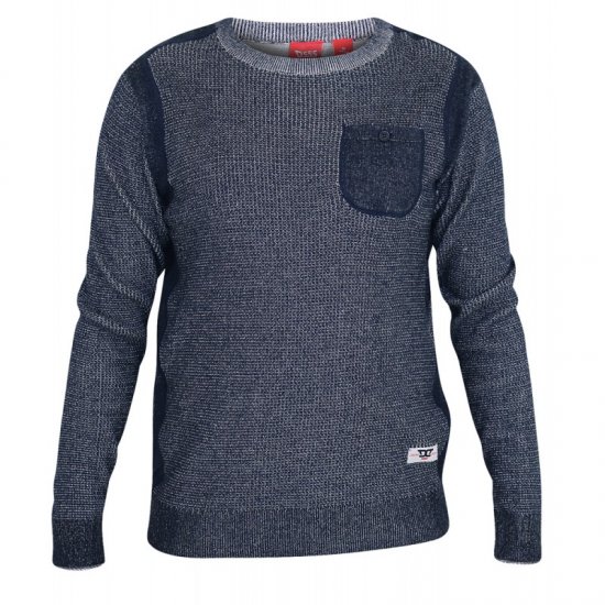 D555 Bryson Crewneck Sweater with Pocket Navy - Mikiny & mikiny bez kapucne - Mikiny & Mikiny s Kapucňou 2XL-12XL