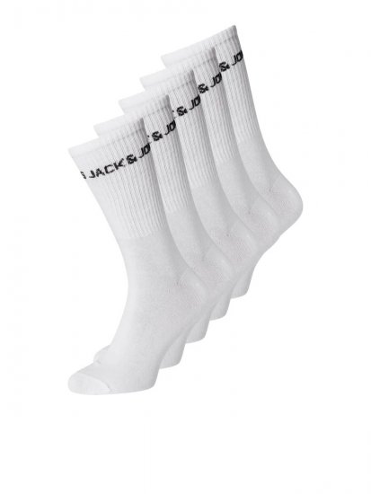 Jack & Jones Basic Logo Tenisové ponožky Biela 5-pack - Spodná bielizeň - Spodné Prádlo 2XL-8XL