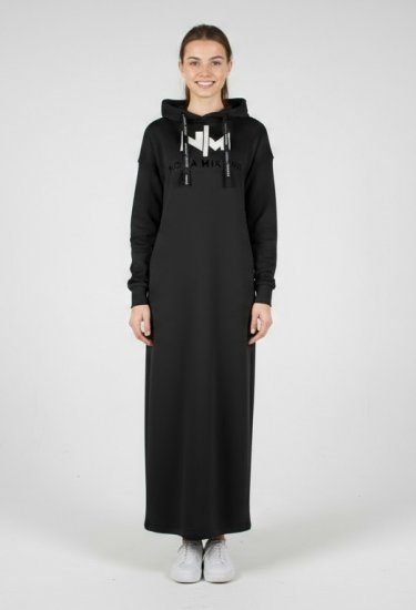 Nora Mikken MARI Maxi Hoodie Dress Black - Mikiny & mikiny bez kapucne - 