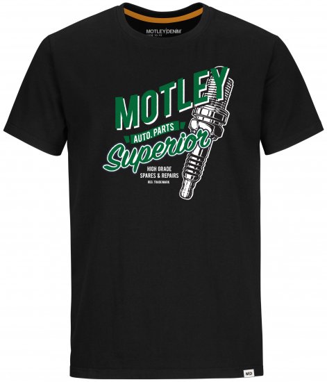 Motley Denim Derry T-shirt Green on Black - Tričká - Nadrozmerné tričká - 2XL-14XL