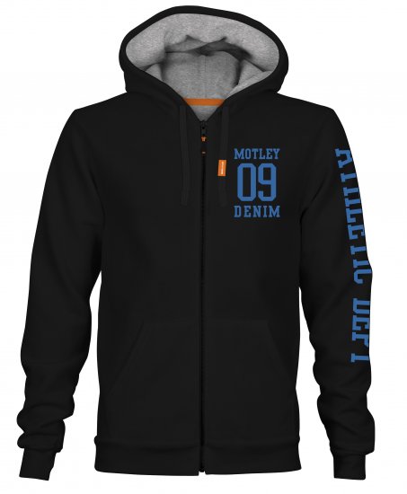 Motley Denim Ealing Hoodie Black - Mikiny & mikiny bez kapucne - Mikiny & Mikiny s Kapucňou 2XL-12XL