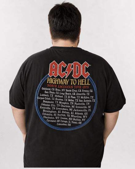 D555 Hugh Official ACDC Highway To Hell Tričko s Potlačou Čierna - Tričká - Nadrozmerné tričká - 2XL-14XL