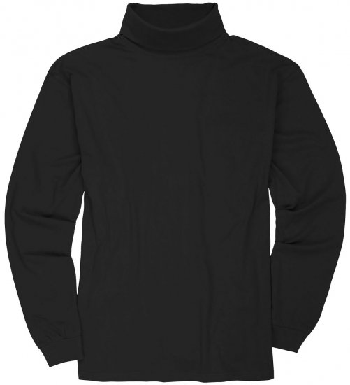 Adamo Fabio Comfort fit Turtleneck Long sleeve T-shirt Black - Tričká - Nadrozmerné tričká - 2XL-14XL