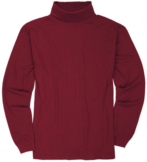 Adamo Fabio Comfort fit Turtleneck Long sleeve T-shirt Burgundy - Tričká - Nadrozmerné tričká - 2XL-14XL