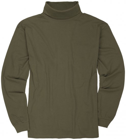 Adamo Fabio Comfort fit Turtleneck Long sleeve T-shirt Khaki - Tričká - Nadrozmerné tričká - 2XL-14XL