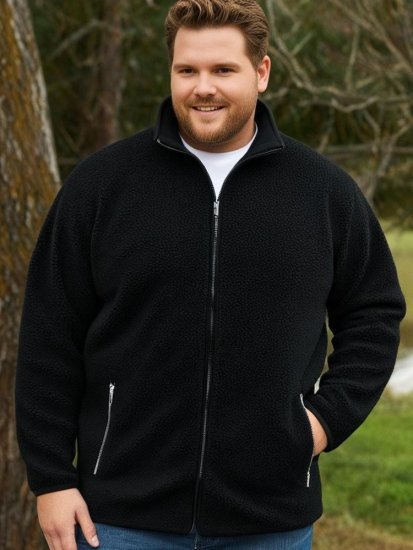 Espionage FL043 Sherpa flísová bunda čierna - Bundy - Bundy Nadmerné Veľkosti 2XL-8XL