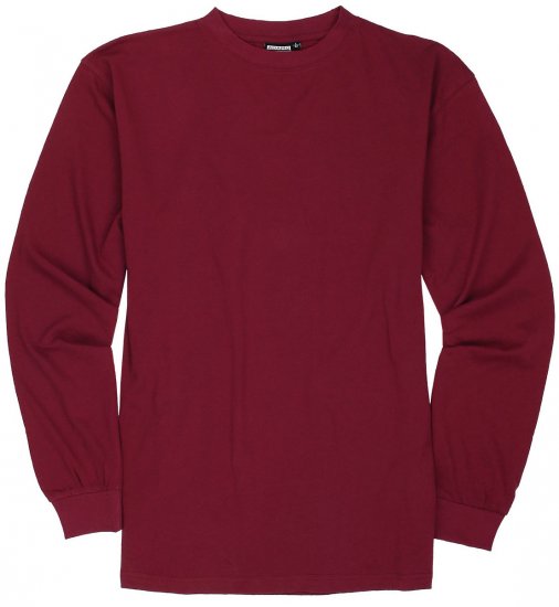 Adamo Floyd Comfort fit Long sleeve T-shirt Burgundy - Tričká - Nadrozmerné tričká - 2XL-14XL