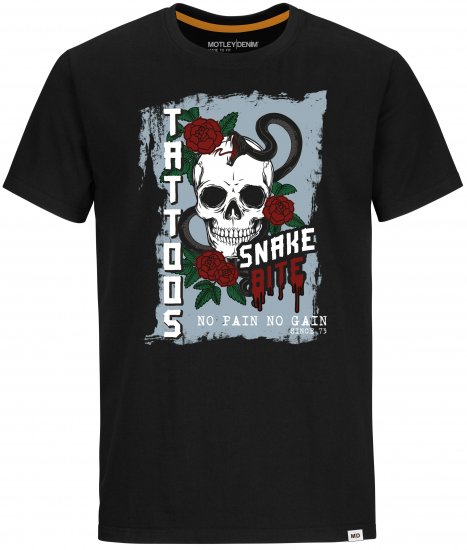 Motley Denim Franklin T-shirt Black - Tričká - Nadrozmerné tričká - 2XL-14XL