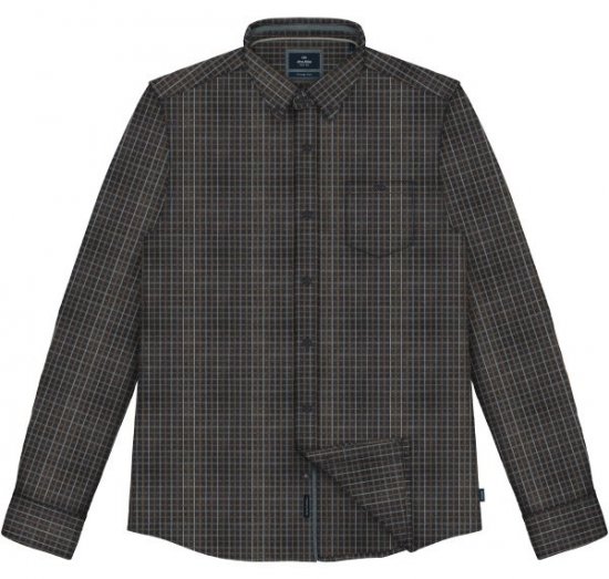 Double Outfitters FS-5230 Károvaná košeľa Námornícka modrá/Hnedá - Košele - Košele 2XL-10XL