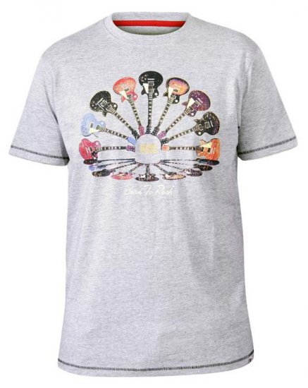 D555 Gillard Guitars Crew Neck Printed T-Shirt Grey - Tričká - Nadrozmerné tričká - 2XL-14XL