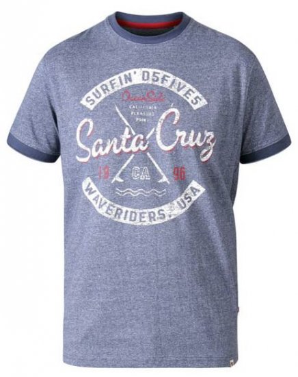 D555 Gove Santa Cruz Surfer Print Ringer T-Shirt Navy - Tričká - Nadrozmerné tričká - 2XL-14XL