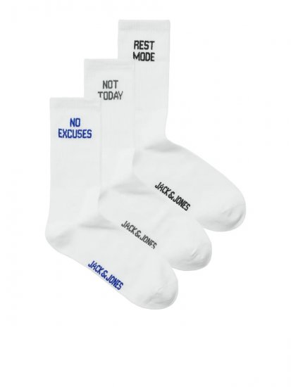 Jack & Jones Power Statements Tenisové ponožky Biela 3-pack - Spodná bielizeň - Spodné Prádlo 2XL-8XL