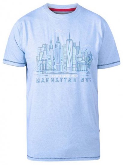 D555 Hemsworth Manhattan Sky Line Crew Neck Printed T-Shirt Blue - Tričká - Nadrozmerné tričká - 2XL-14XL