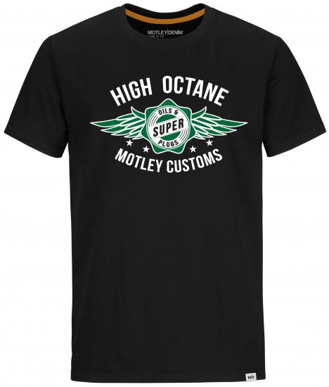 Motley Denim Hereford T-shirt Green on Black - Tričká - Nadrozmerné tričká - 2XL-14XL