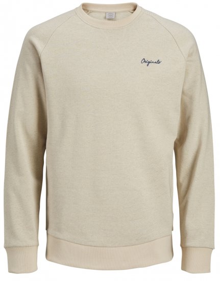 Jack & Jones Hide Sweatshirt Oatmeal - Mikiny & mikiny bez kapucne - Mikiny & Mikiny s Kapucňou 2XL-12XL