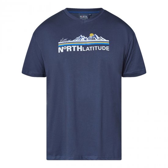 North Latitude Mountain T-Shirt V-Neck Námornícka modrá - Tričká - Nadrozmerné tričká - 2XL-14XL