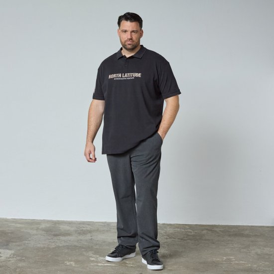 North Latitude Logo Polo Čierna - TALL polokošele - TALL polo tričká pre vysokých mužov