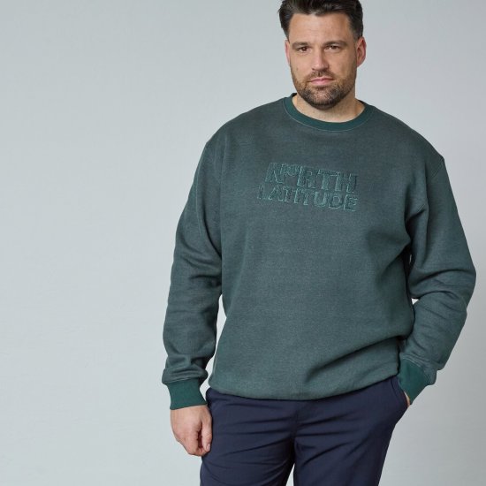 North Latitude Crewneck Logo Sweat Zelená/Khaki - Mikiny & mikiny bez kapucne - Mikiny & Mikiny s Kapucňou 2XL-12XL