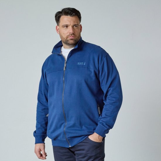 North Latitude Sweat Cardigan Modrá - Mikiny & mikiny bez kapucne - Mikiny & Mikiny s Kapucňou 2XL-12XL