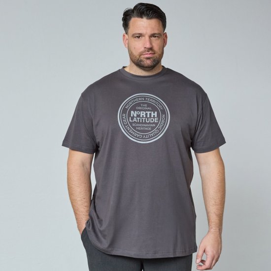 North Latitude T-Shirt Sivá/uhľovo šedá - Tričká - Nadrozmerné tričká - 2XL-14XL