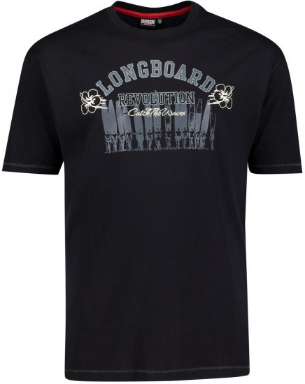 Adamo Longboard Regular Fit Printed T-shirt Black - Tričká - Nadrozmerné tričká - 2XL-14XL