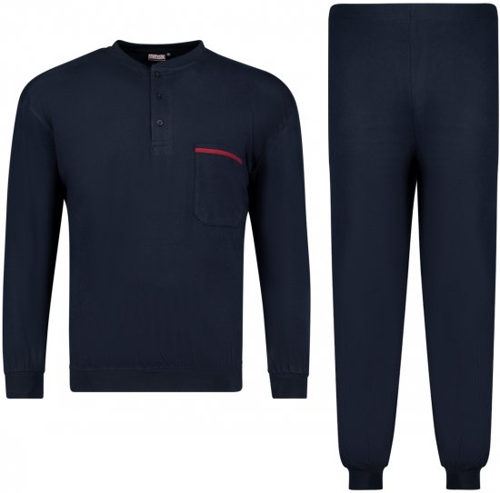 Adamo Brian Long Sleeve Pyjama with Cuffs Navy - Spodná bielizeň - Spodné Prádlo 2XL-8XL