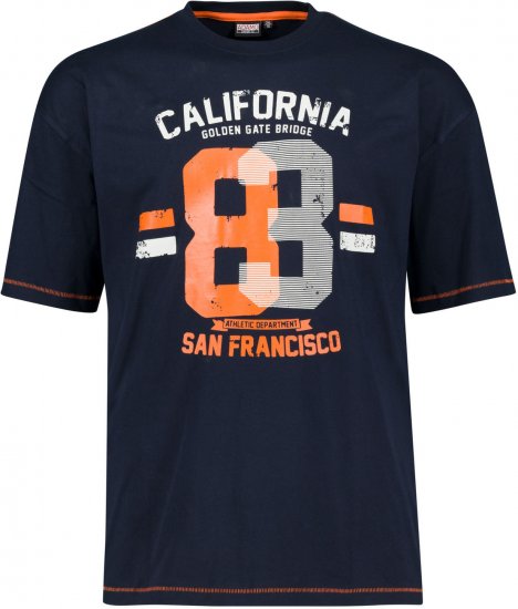 Adamo Golden Gate Comfort Fit Printed T-shirt Navy - Tričká - Nadrozmerné tričká - 2XL-14XL