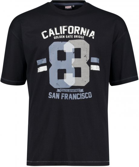 Adamo Golden Gate Comfort Fit Printed T-shirt Black - Tričká - Nadrozmerné tričká - 2XL-14XL
