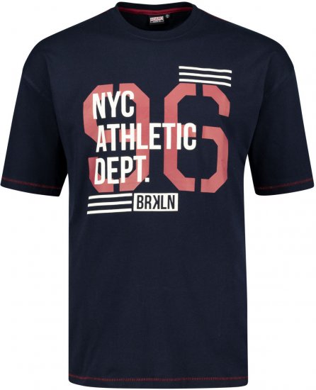 Adamo BRKLN Comfort Fit Printed T-shirt Navy - Tričká - Nadrozmerné tričká - 2XL-14XL