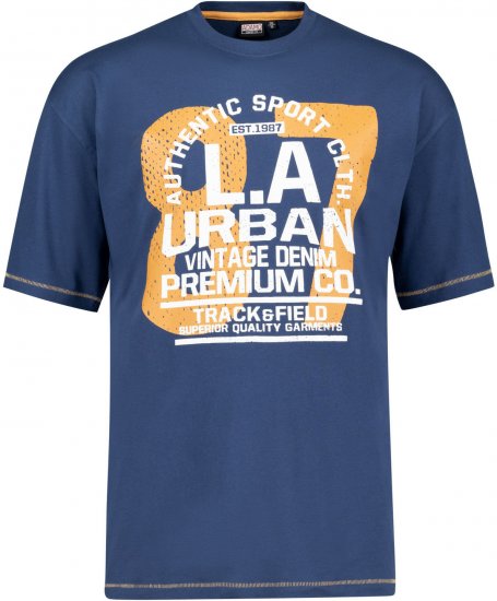 Adamo Urban Comfort Fit Printed T-shirt Denim Blue - Tričká - Nadrozmerné tričká - 2XL-14XL