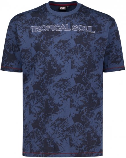 Adamo Tropical Regular Fit Printed T-shirt Navy - Tričká - Nadrozmerné tričká - 2XL-14XL