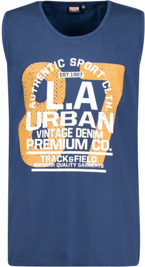Adamo Urban Comfort Fit Printed Tank-top Denim Blue - Tričká - Nadrozmerné tričká - 2XL-14XL