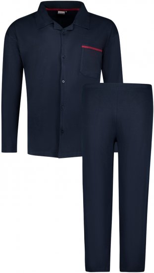 Adamo Benno Buttoned Long sleeve Pyjama Navy - Spodná bielizeň - Spodné Prádlo 2XL-8XL