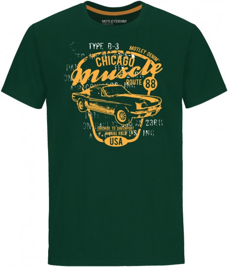 Motley Denim Newport T-shirt Racing Green - Tričká - Nadrozmerné tričká - 2XL-14XL