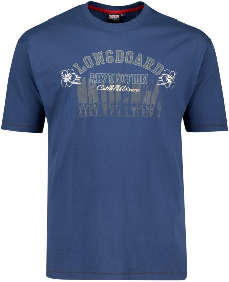Adamo Longboard Regular Fit Printed T-shirt Denim Blue - Tričká - Nadrozmerné tričká - 2XL-14XL