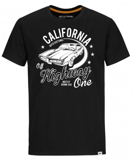 Motley Denim Ipswich T-Shirt White on Black - Tričká - Nadrozmerné tričká - 2XL-14XL