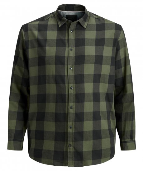Jack & Jones Gingham L/S Shirt Dusty Olive - Košele - Košele 2XL-10XL