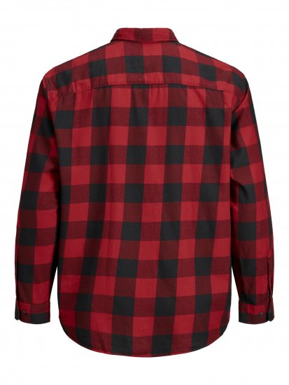 Jack & Jones Gingham Shirt L/S Brick Red - Košele - Košele 2XL-10XL