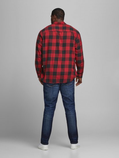 Jack & Jones Gingham Shirt L/S Brick Red - Košele - Košele 2XL-10XL