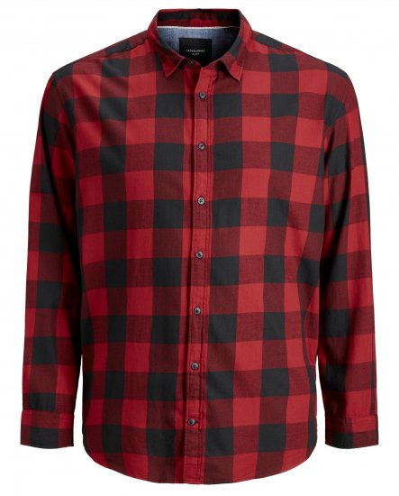 Jack & Jones Gingham Shirt L/S Brick Red - Košele - Košele 2XL-10XL