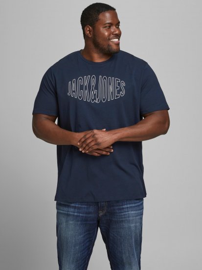 Jack & Jones Preston Crew Neck T-Shirt Navy - Tričká - Nadrozmerné tričká - 2XL-14XL